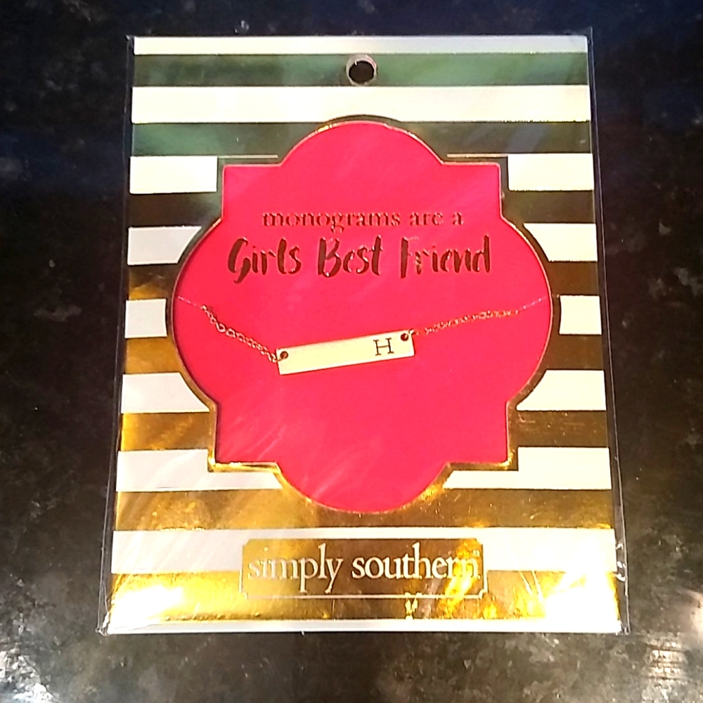 NWT Monogrammed Simply Southern Necklace, H